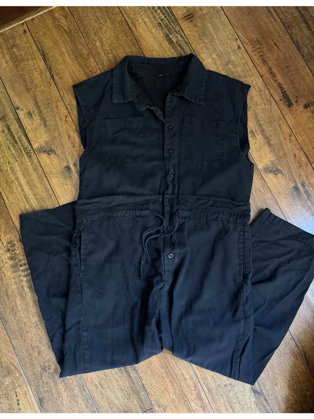 Women’s Black Drawstring Utility Jumpsuit